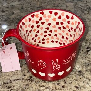 Sheffield Home Red Valentine Mug with White Hearts and ASL I Love You